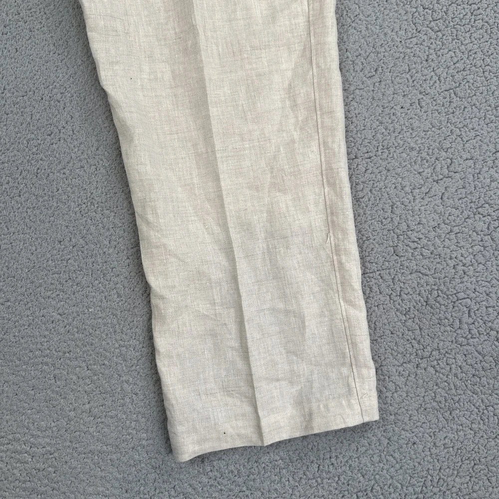 Tasso Elba Island Linen Pants Men 38x30 Beige Breathable Beach Flat Front Summer